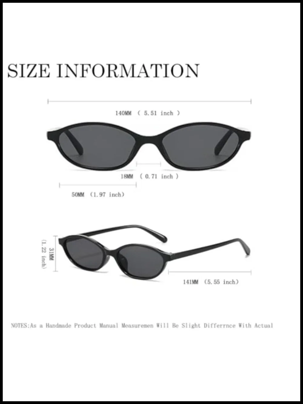 Retro Oval Cat Eye Sunglasses UV400 Lightweight Y2K 90s Trendy Shades